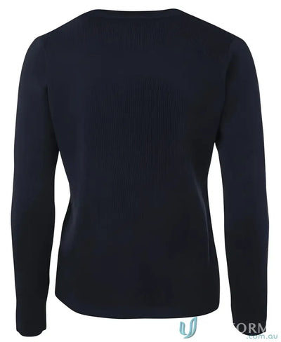 Navy long-sleeved sweater from Ladies Knitted Cardigan with classic fit construction