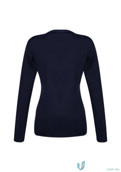 Navy long-sleeved Milano Knit Jumper for ladies made of cozy merino wool