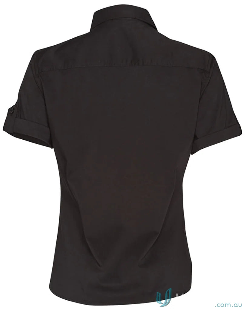 Black short-sleeved military shirt for women from Winning Spirit Ladies, model M8911 Womens Short