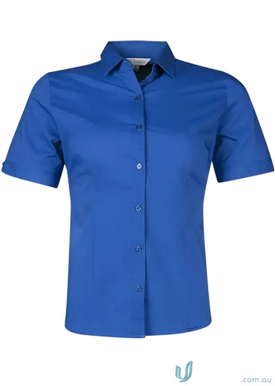 Blue short-sleeved Mosman shirt perfect for uniforms and workwear for ladies
