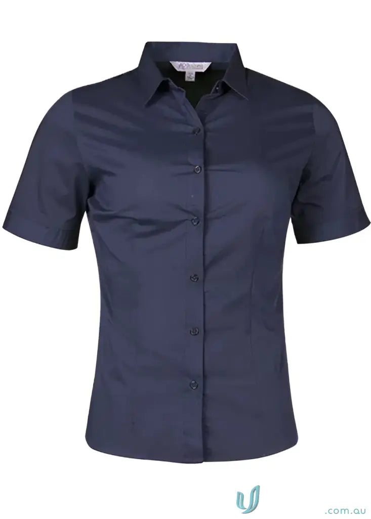 Ladies Mosman S/S Shirt in navy blue, perfect for uniforms and workwear