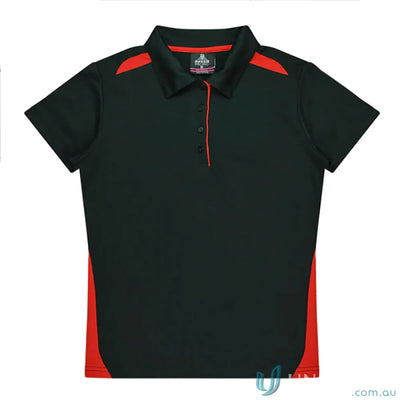 Black and red short-sleeved Ladies Paterson Polo shirt made from comfy fabric for uniforms or workwear
