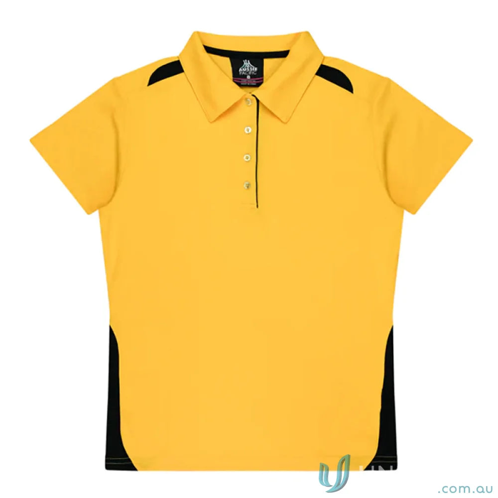 Yellow and black Ladies Paterson Polo shirt made from comfy fabric, perfect for workwear and uniforms
