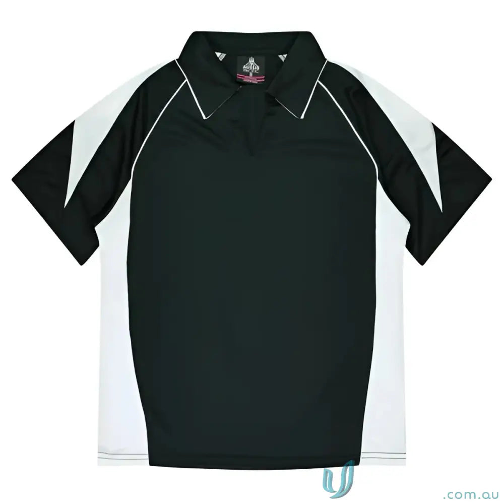 Ladies Premier Polo with black and white fabric, perfect for uniforms or workwear