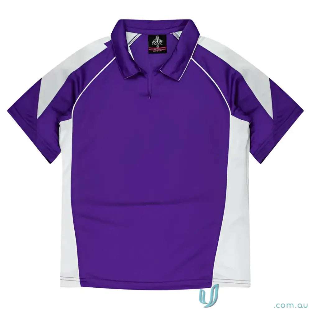 Purple and white Ladies Premier Polo shirt made from comfortable fabric, great for uniforms or workwear