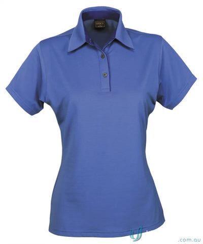 Blue Ladies SilverTech Polo shirt made with performance fabric yarn-treated nano-scale silver technology for cool dry® comfort