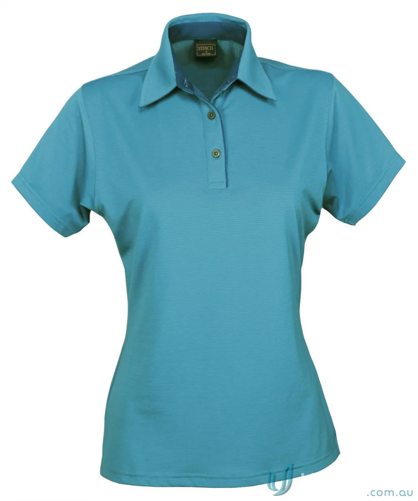 Turquoise womens Polo shirt made with nano-scale silver technology and performance fabric yarn-treated for cool dry® comfort