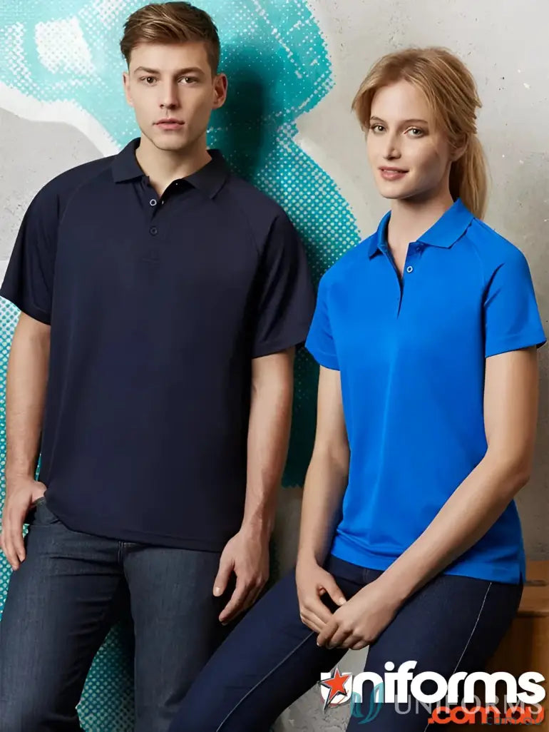 Two women showing off the stylish Ladies Sprint Polo from P300LS Biz Collection with tailored fit