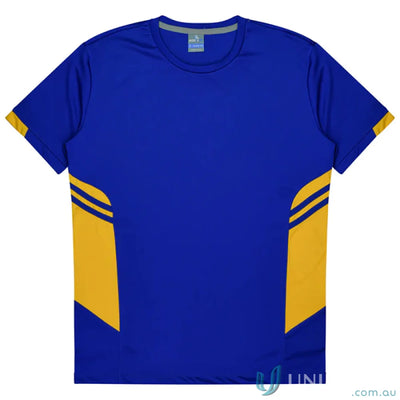 Blue and yellow fabric Ladies Tasman Tee perfect for uniforms or casual workwear