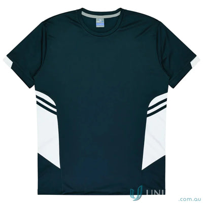 Dark blue and white Ladies Tasman Tee made of comfy fabric, perfect for uniforms or workwear