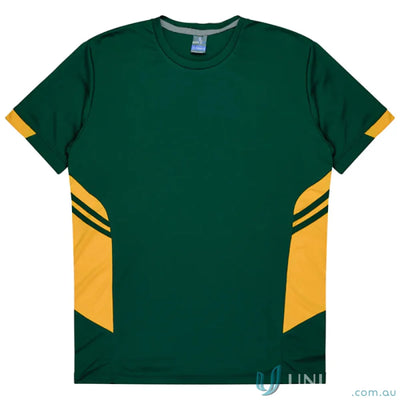 Green and gold Ladies Tasman Tee made from comfy fabric, perfect for uniforms or workwear