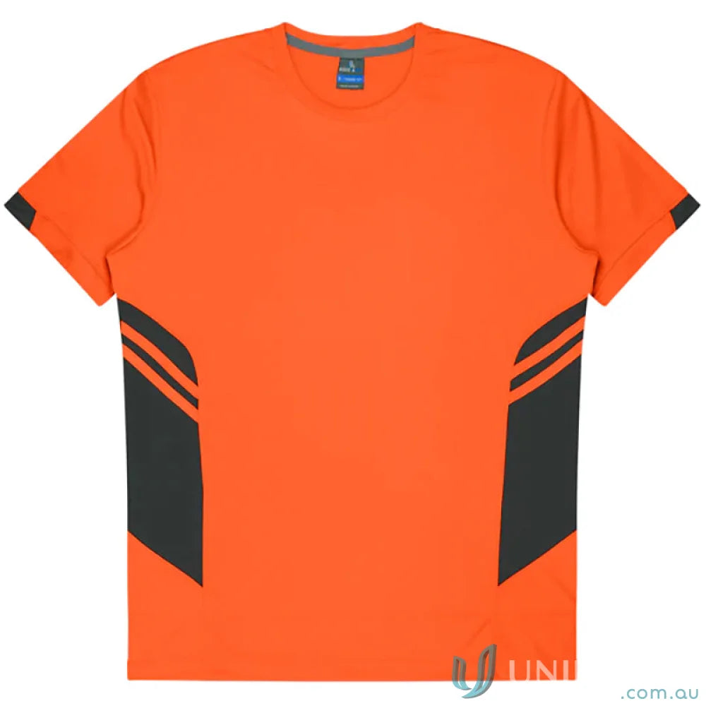 Orange and gray fabric Ladies Tasman Tee, perfect for workwear and uniforms