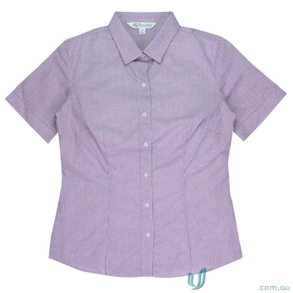 Pink and white patterned short-sleeved workwear shirt for ladies Toorak S/S Uniforms