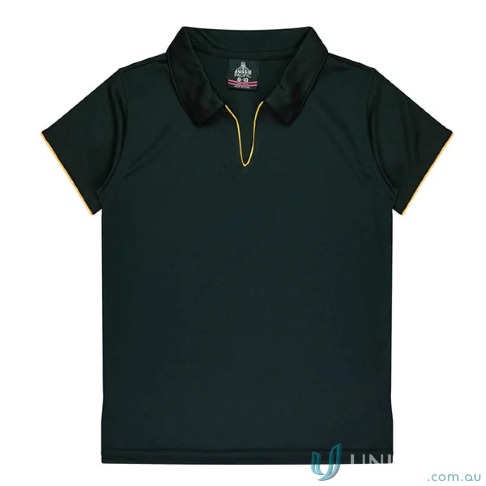 Dark green fabric polo shirt from Ladies Yarra Polo, perfect for uniforms or workwear