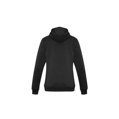 Black hooded sweatshirt.
