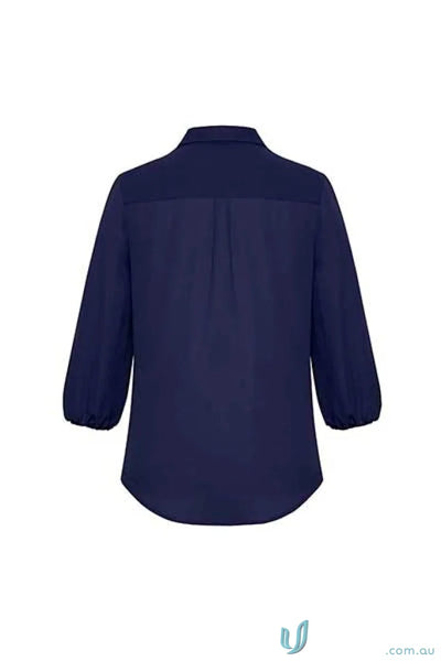 Navy blue three-quarter sleeve blouse ladies rb965lt Biz Collection Lucy style