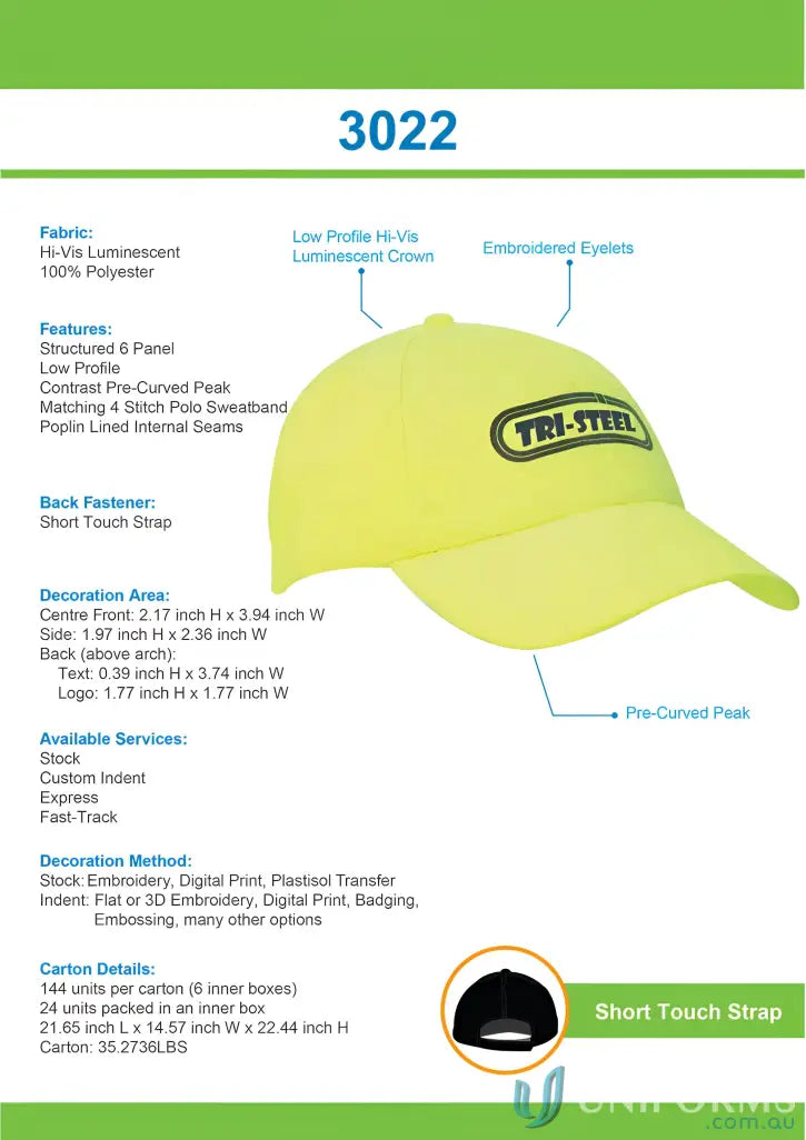Bright Hi-Vis Luminescent Safety Cap perfect for visibility and safety in low light
