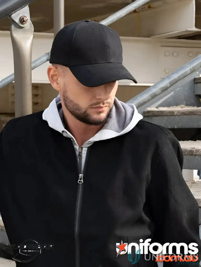 Black Melton Wool Cap with high stock inch wide imprint for custom branding