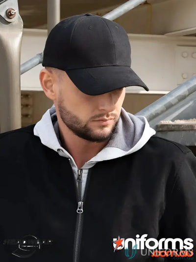 Black Melton Wool Cap with high stock inch wide centimeter imprint for a sleek look
