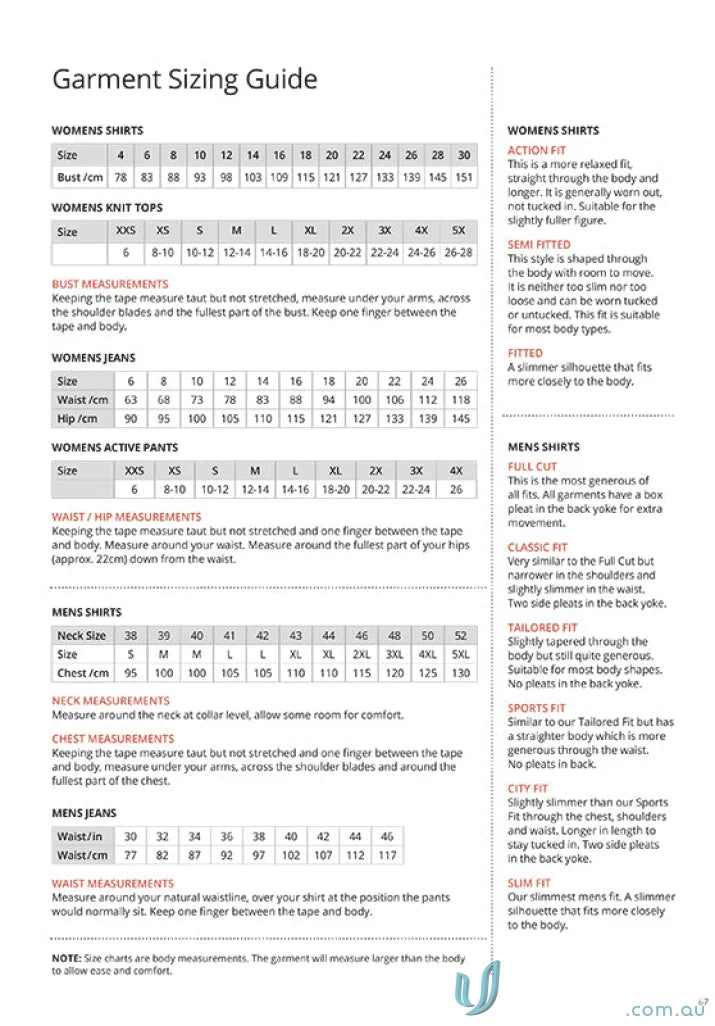 Mens CC Stripe sizing guide with fit, stripe details, and movement-friendly measurements
