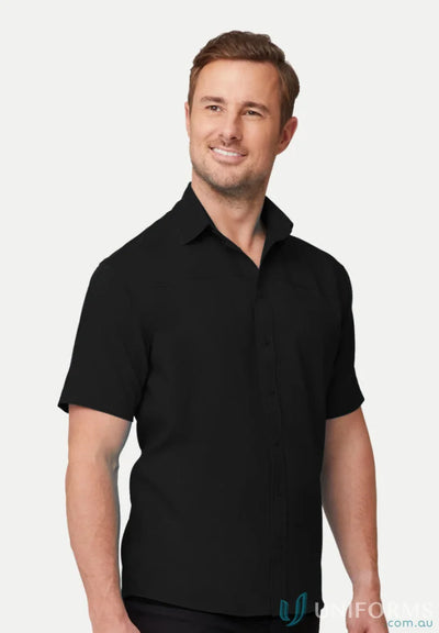 Man wearing Mens Ezylin short sleeve shirt, perfect for sports uniforms or casual wear