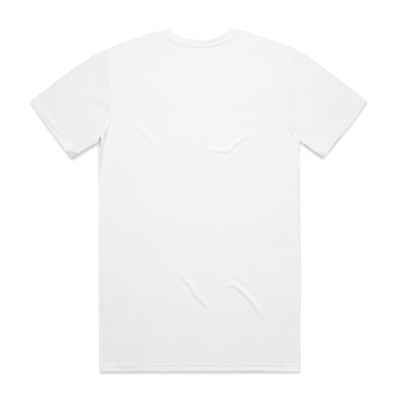 White plain t-shirt with short sleeves and crew neck.