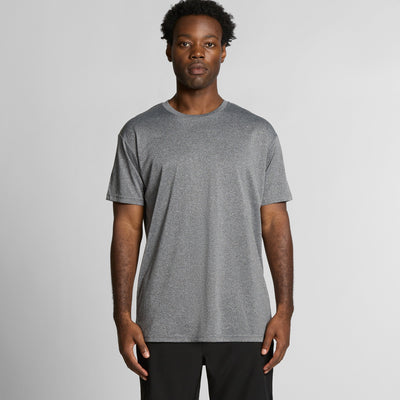 Heather gray crew neck short sleeve t-shirt with a subtle pattern.