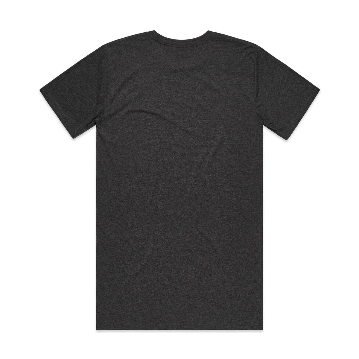 Black t-shirt with short sleeves and a crew neck.