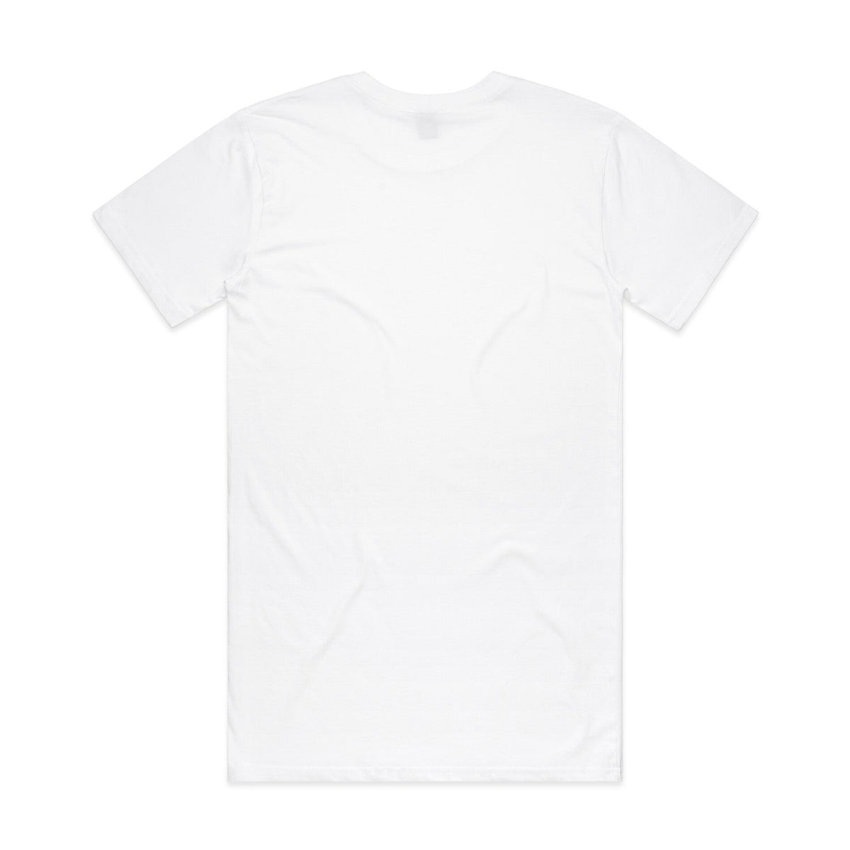 White cotton t-shirt with short sleeves and a crew neck.