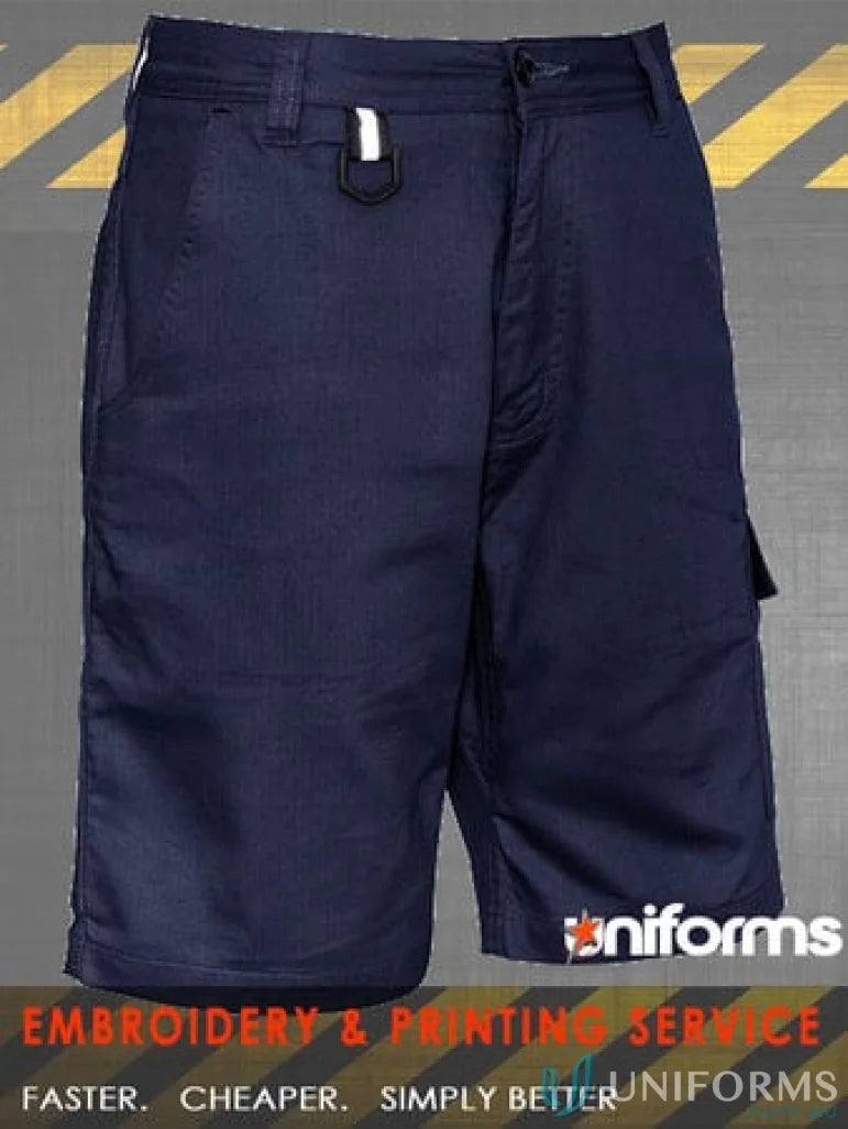 Navy blue SYZMIK mens rugged cooling vented shorts zs505 vented for work comfort