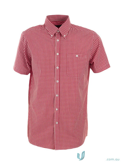 Red and white gingham check Miller Gingham SS Check Shirt, perfect for workwear or uniforms