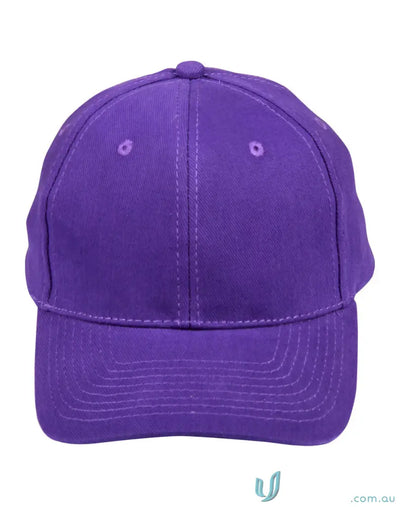 Purple baseball cap made of heavy brushed cotton with embroidery, price includes embroidery