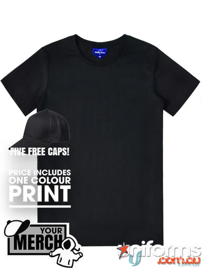 Black crew neck T-shirt from MOQ25 Printed ADULT Tee, perfect for workwear or uniforms