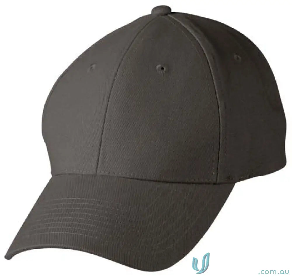 Gray baseball cap made from heavy brushed cotton with embroidery, price includes embroidery