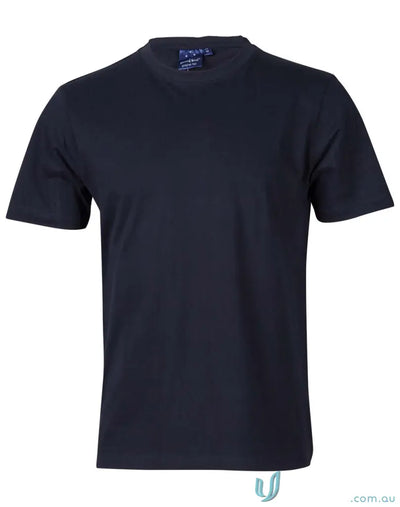 Navy blue short-sleeved T-shirt made of combed cotton for youth uniforms and workwear