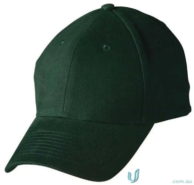 Dark green baseball cap made from heavy brushed cotton with embroidery included at price