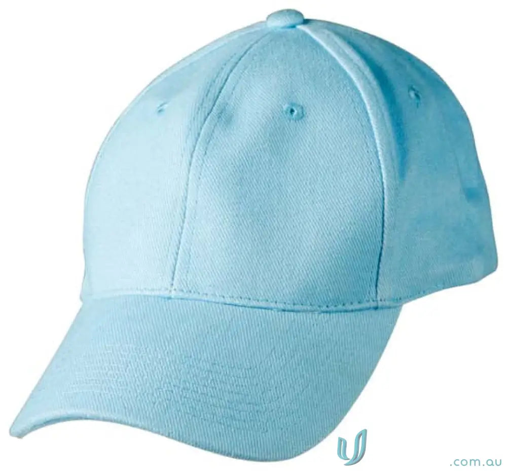 Light blue baseball cap made of heavy brushed cotton with embroidery, price includes embroidery