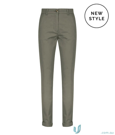 Olive green women’s modern chino pant with tapered leg from Napier Womens Modern Chino collection