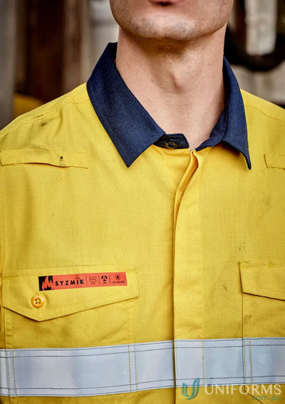 Orange Flame Lightweight Ripstop Spliced Hoop Shirt with reflective strips for demanding work environments
