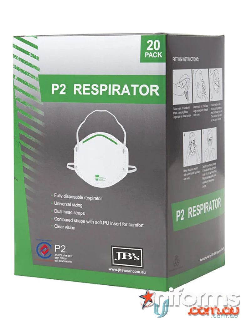 Box of P2 respirators for workwear and uniforms from P2 Respirator 20pc pack