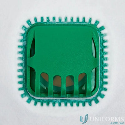 Green respirator valve for P2 Respirator with Valve, perfect for work uniforms or workwear