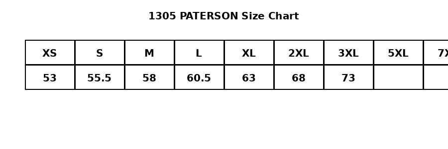 Paterson Polo - Large Sizes size chart