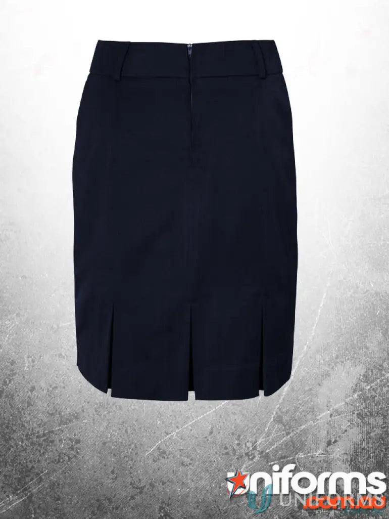 Navy blue pleated skirt from Plumbers Choice FlexiBand Skirt, perfect fit for work uniforms