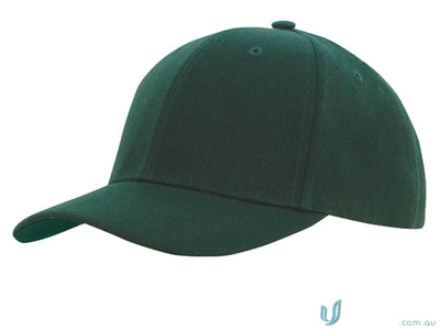 Dark green textured baseball cap from Premium American Twill College Cap, great for uniforms or workwear, FAQ link included