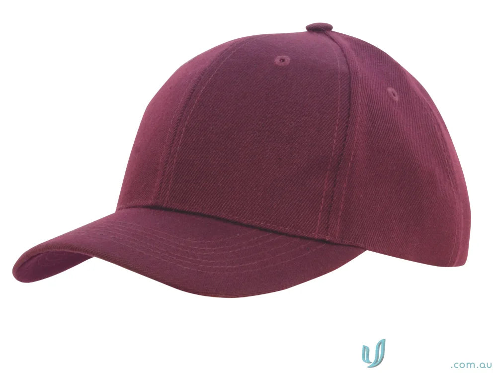 Maroon twill baseball cap from Premium American Twill College Cap for uniforms or workwear