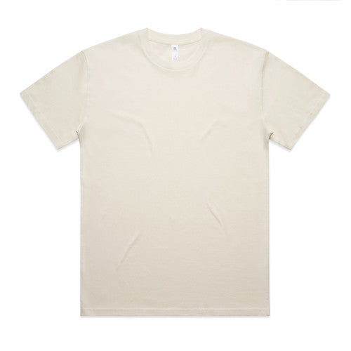 Cream-colored crew neck t-shirt with short sleeves and a simple design.