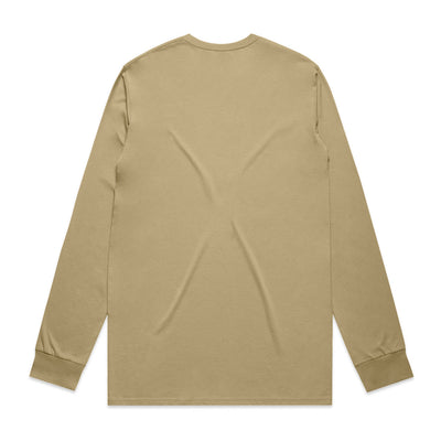 Beige long-sleeved t-shirt with a relaxed fit and ribbed cuffs.