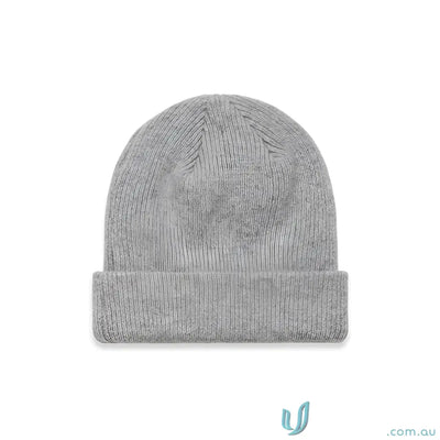 Light gray ribbed knit beanie with folded cuff, stylish warm knit beanie for winter