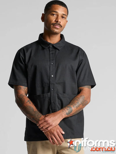 Black short-sleeved Printers Shirt by [manufacturer name], perfect for quality workwear