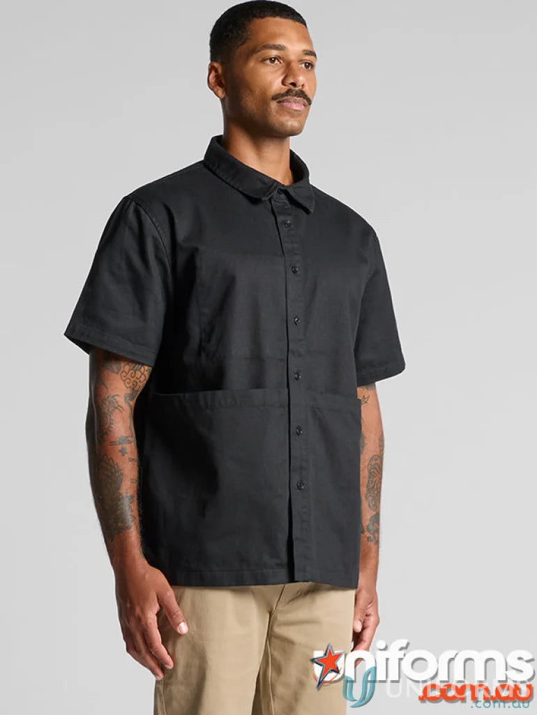 Black short-sleeved printers shirt by [Manufacturer Name], perfect for quality workwear
